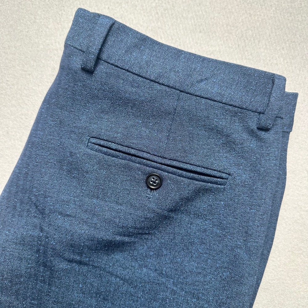 Joseph Abboud Dress Pants Mens 34x30 Blue Herringbone Flat Front Trousers